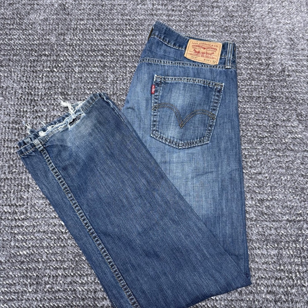 Levis 514 Straight Leg Jeans Men's 34x32‎ Medium Wash Blue Denim Y2K